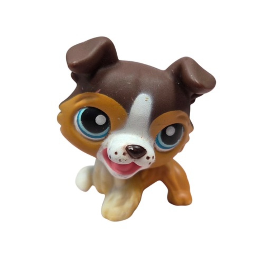 2007 Littlest Pet Shop LPS #237 Brown Collie Dog Blue Eyes Magnet Mouth